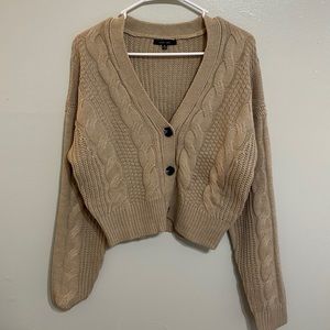 Tan cropped chunky cardigan